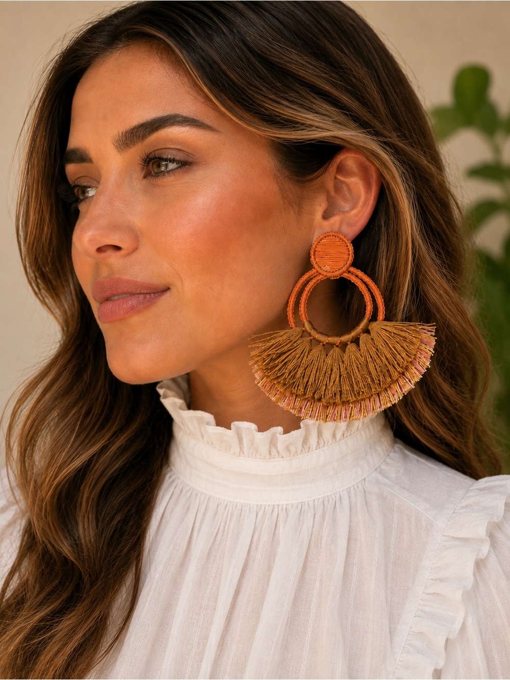 Handmade Palm Tassel Earrings